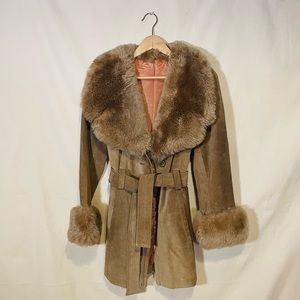 Stunning Penny Lane Suede Shearling Tie-Waist Coat